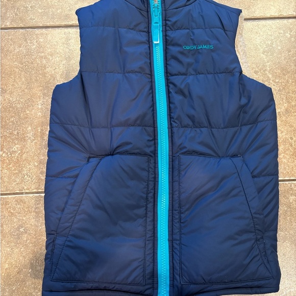 Cody James Navy Blue Puffer Vest with Teal Zipper - Excellent Condition - Picture 5 of 5
